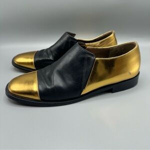 Marni Leather Low Flats Loafers Women’s Size 38.5 Gold Black